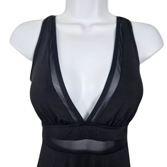 Tempt Me One Piece Womens Med Bathing Suit Black Mesh V-Neck Tummy Control - Picture 5 of 10